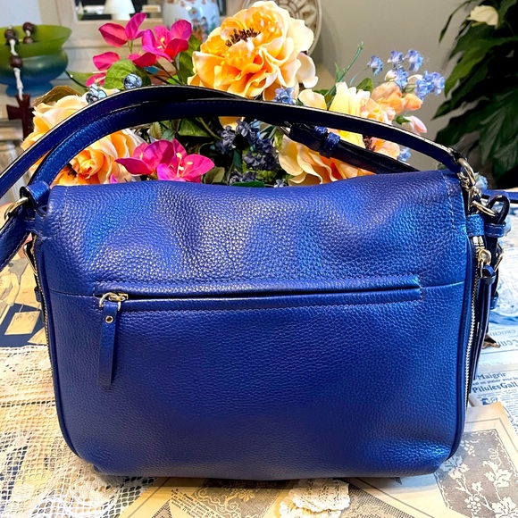 KATE SPADE Cobalt Blue Pebbled Leather Satchel Tote Shoulder OR Hand Bag CLEAN - Picture 3 of 12